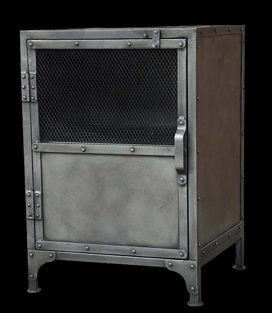 20" Silver Metal Accent Cabinet With Two Shelves HomeRoots