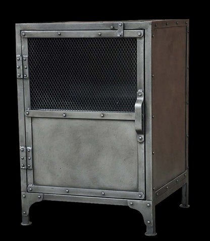 20" Silver Metal Accent Cabinet With Two Shelves HomeRoots