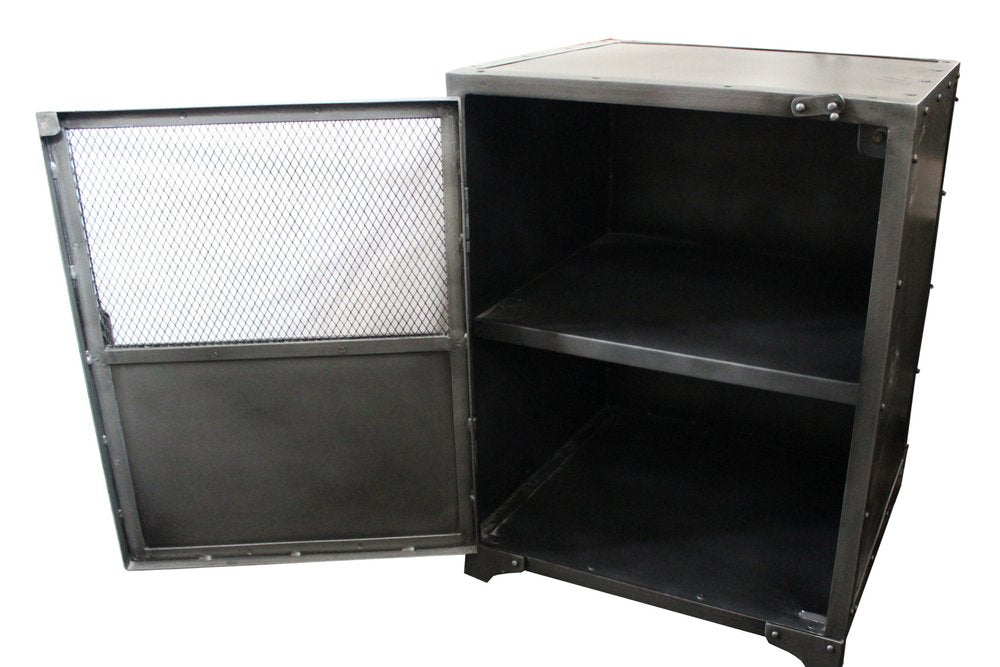 20" Silver Metal Accent Cabinet With Two Shelves HomeRoots