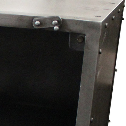 20" Silver Metal Accent Cabinet With Two Shelves HomeRoots