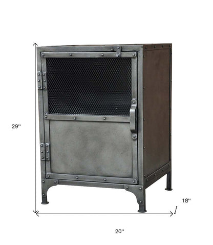 20" Silver Metal Accent Cabinet With Two Shelves HomeRoots