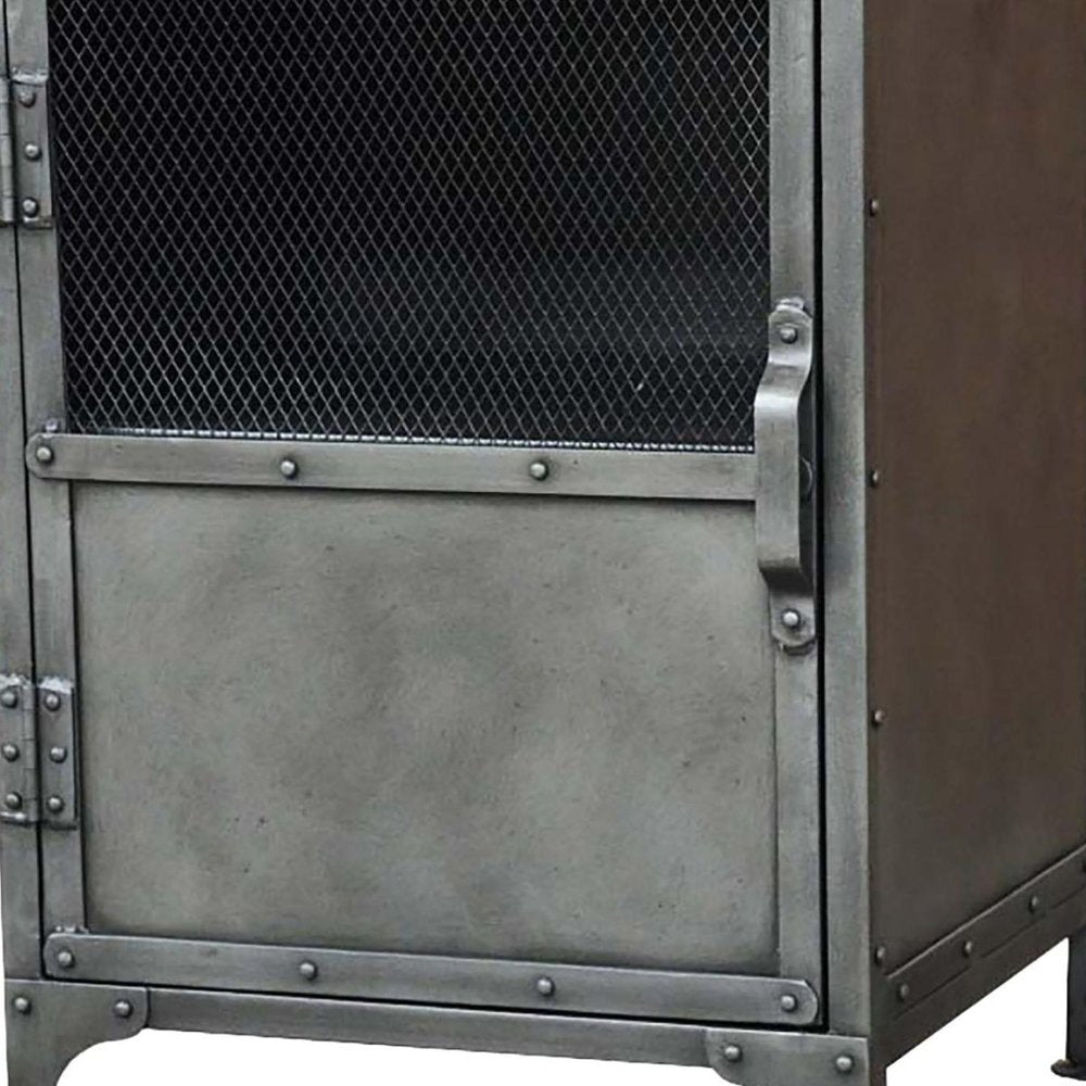 20" Silver Metal Accent Cabinet With Two Shelves HomeRoots