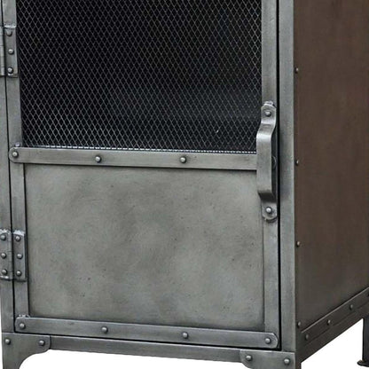 20" Silver Metal Accent Cabinet With Two Shelves HomeRoots