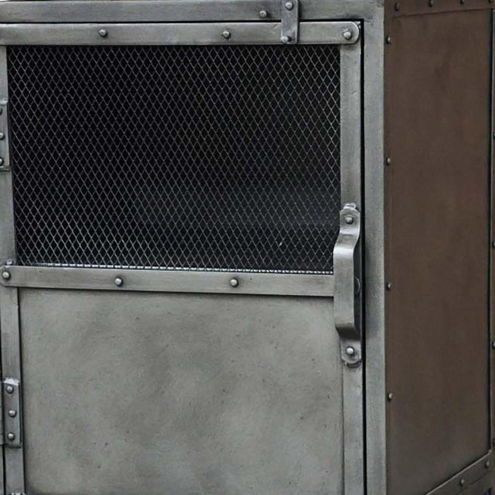 20" Silver Metal Accent Cabinet With Two Shelves HomeRoots