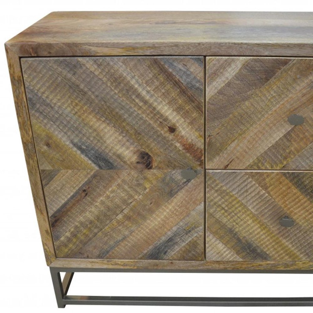 34" Shades of Natural Brown Solid Wood Accent Chest With A Door and Shelves HomeRoots
