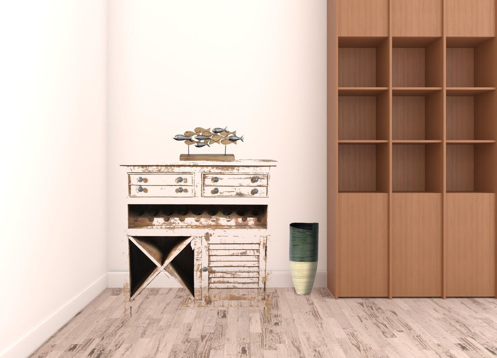 40" Rustic Natural Solid Wood 2 Door Wine Bar Cabinet — view 5