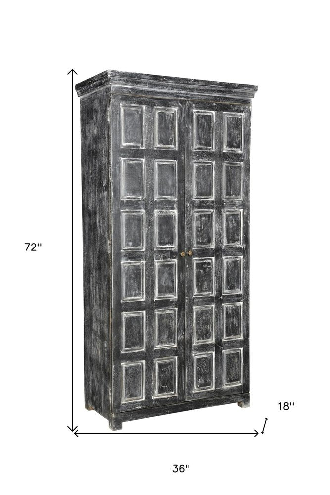 72" Dark Gray Solid Wood Pantry Or Storage Closet HomeRoots