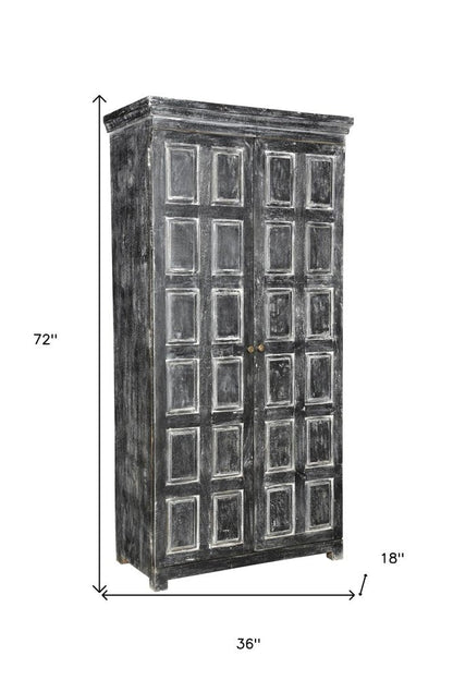 72" Dark Gray Solid Wood Pantry Or Storage Closet HomeRoots