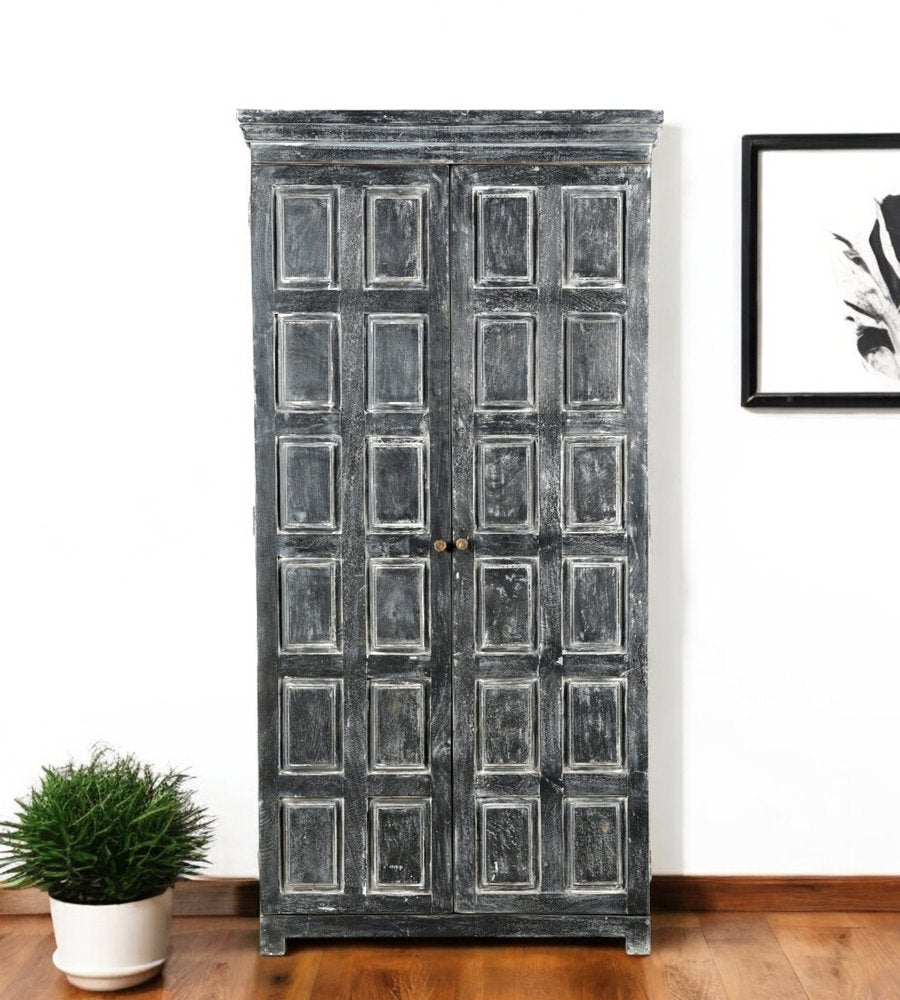 72" Dark Gray Solid Wood Pantry Or Storage Closet HomeRoots