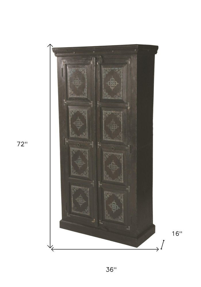 72" Dark Brown Solid Wood Pantry Or Storage Closet HomeRoots