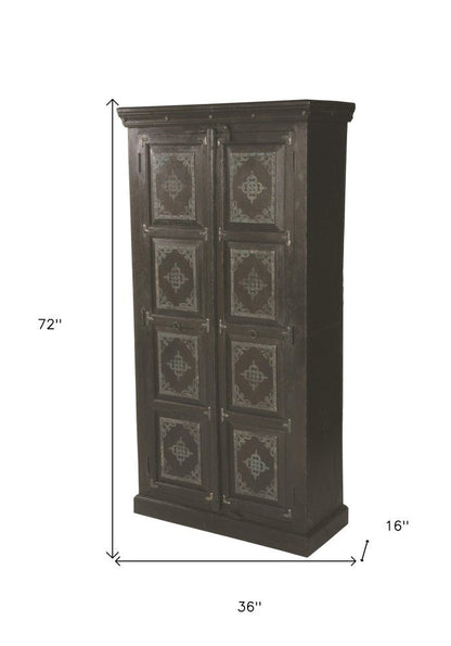 72" Dark Brown Solid Wood Pantry Or Storage Closet HomeRoots