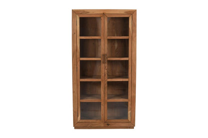 80" Brown Solid Wood Display Stand With Two Doors HomeRoots