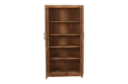 80" Brown Solid Wood Display Stand With Two Doors HomeRoots