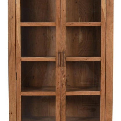 80" Brown Solid Wood Display Stand With Two Doors HomeRoots