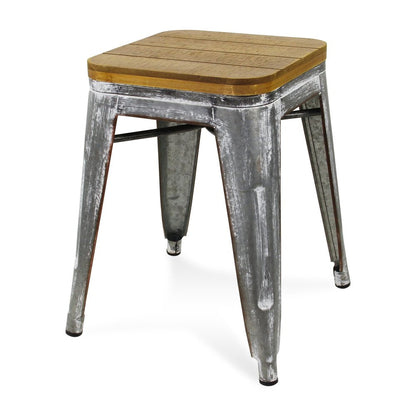18" Brown And Gray Solid Wood And Steel Backless Bar Chair HomeRoots