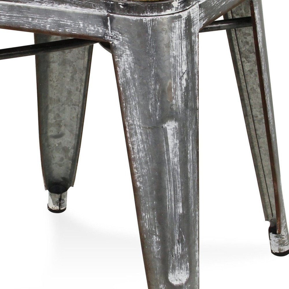 18" Brown And Gray Solid Wood And Steel Backless Bar Chair HomeRoots