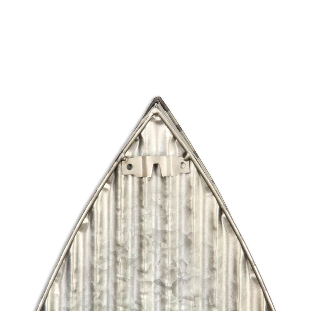 23" Brown And Gray Galvanized Metal And Wood Wall Mounted Boat Shelf — view 6