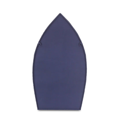 30" Navy Blue And White Metal and Wood Boat Shaped Bookcase HomeRoots