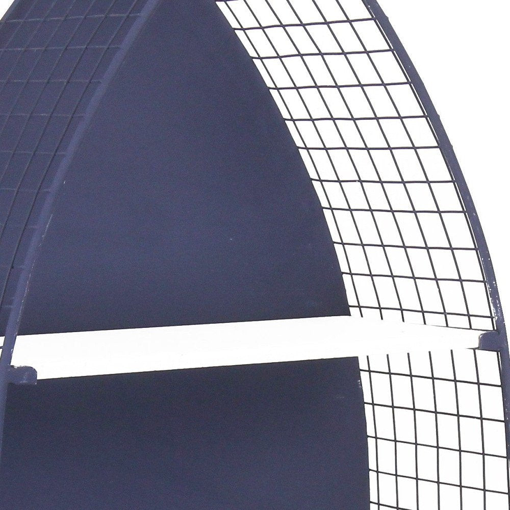 30" Navy Blue And White Metal and Wood Boat Shaped Bookcase HomeRoots