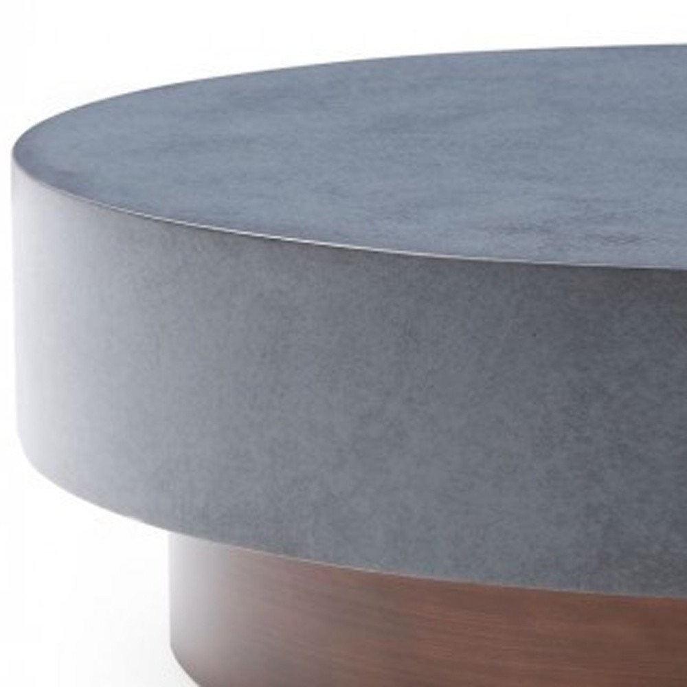 48" Gray and Brown Steel And Copper Round Drum Coffee Table HomeRoots