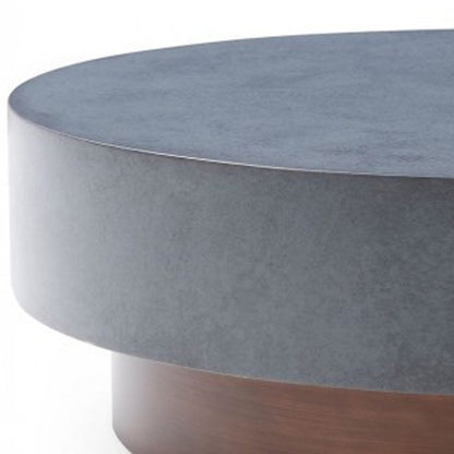 48" Gray and Brown Steel And Copper Round Drum Coffee Table HomeRoots