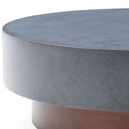 48" Gray and Brown Steel And Copper Round Drum Coffee Table HomeRoots