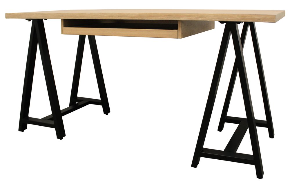 60" Ivory and Black Solid Wood Executive Desk HomeRoots