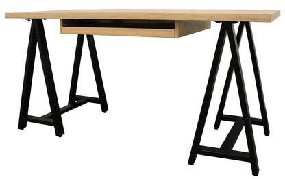 60" Ivory and Black Solid Wood Executive Desk HomeRoots