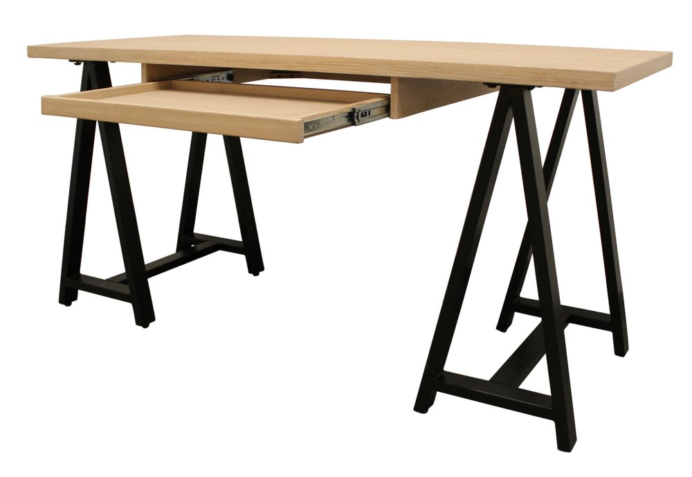 60" Ivory and Black Solid Wood Executive Desk HomeRoots