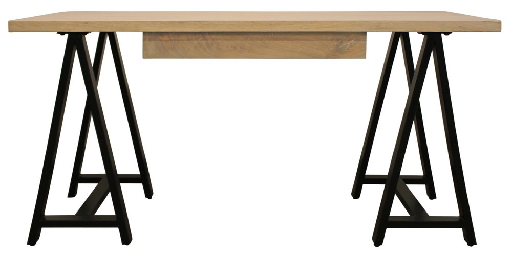 60" Ivory and Black Solid Wood Executive Desk HomeRoots