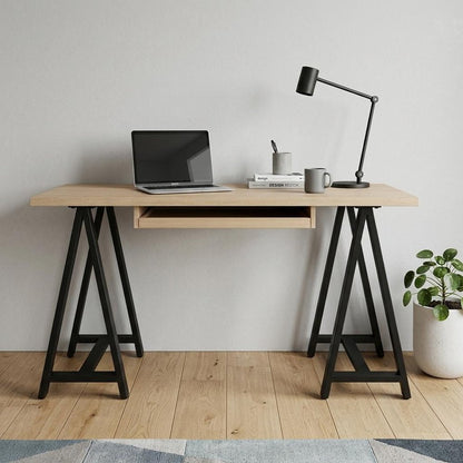 60" Ivory and Black Solid Wood Executive Desk HomeRoots