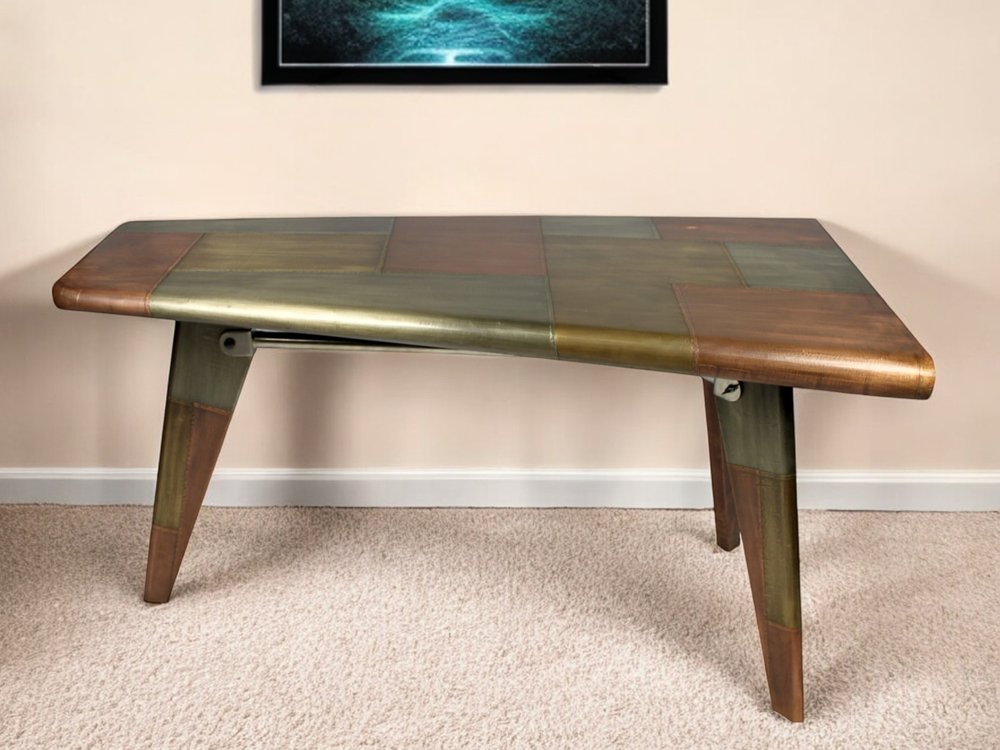 55" Copper Aluminum Writing Desk HomeRoots