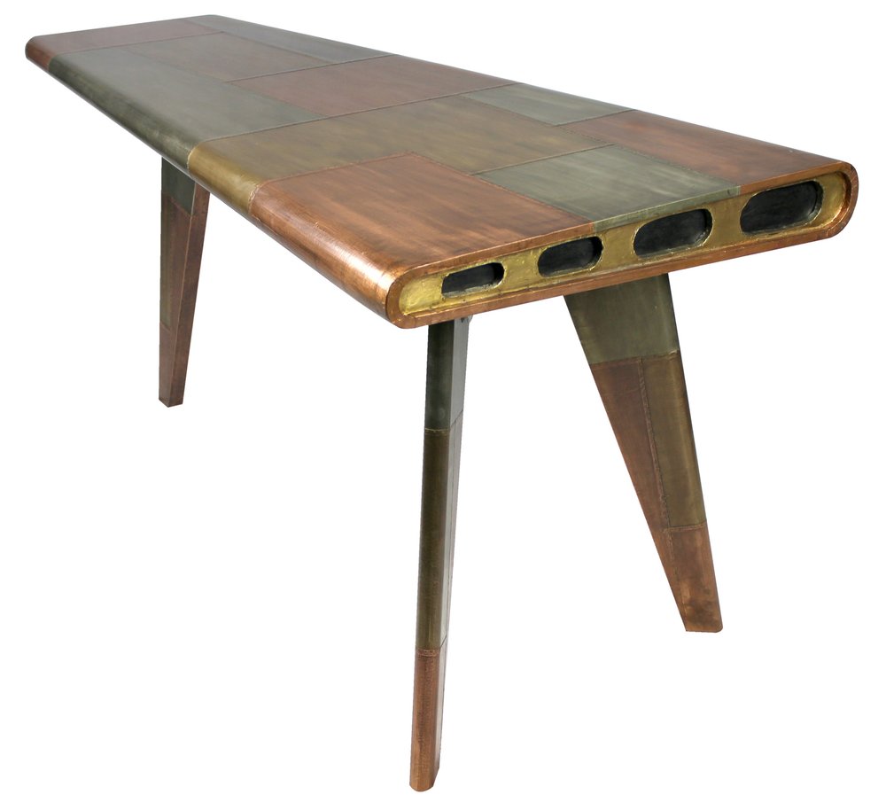 55" Copper Aluminum Writing Desk HomeRoots