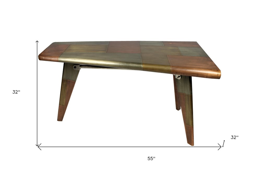 55" Copper Aluminum Writing Desk HomeRoots