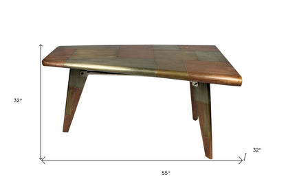 55" Copper Aluminum Writing Desk HomeRoots