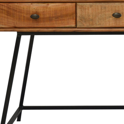 47" Natural and Black Solid Wood Writing Desk With Three Drawers HomeRoots