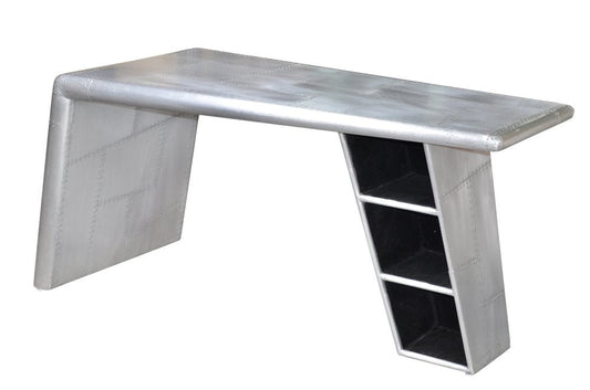 60" Silver Aluminum Writing Desk HomeRoots