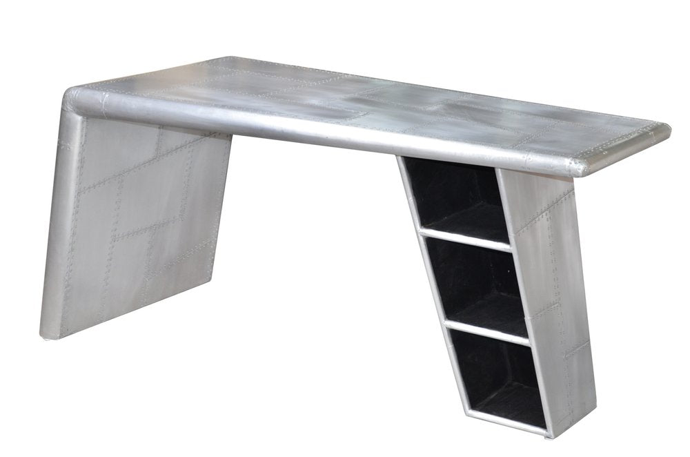 60" Silver Aluminum Writing Desk HomeRoots