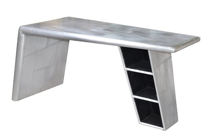 60" Silver Aluminum Writing Desk HomeRoots