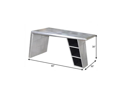 60" Silver Aluminum Writing Desk HomeRoots