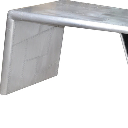 60" Silver Aluminum Writing Desk HomeRoots