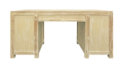 63" Brown Solid Wood Writing Desk With Twelve Drawers HomeRoots
