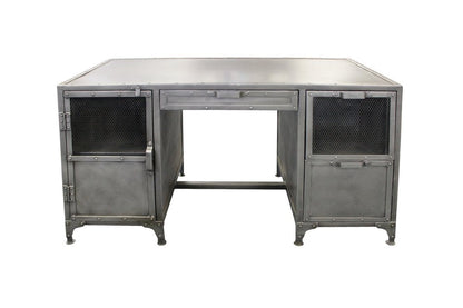 56" Gray Metal Computer Desk With Three Drawers HomeRoots