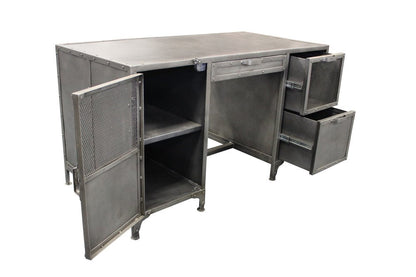 56" Gray Metal Computer Desk With Three Drawers HomeRoots