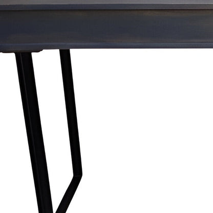 58" Gray and Black Solid Wood and Iron Sled Writing Desk With Three Drawers HomeRoots