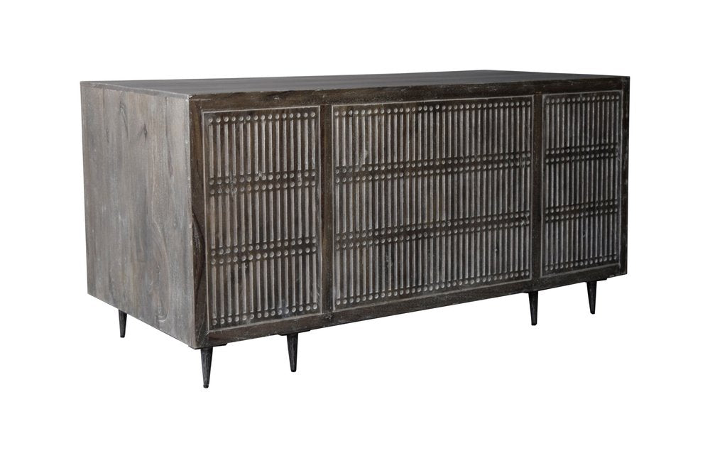 64" Brown and Silver Solid Wood Executive Desk With Five Drawers — view 5