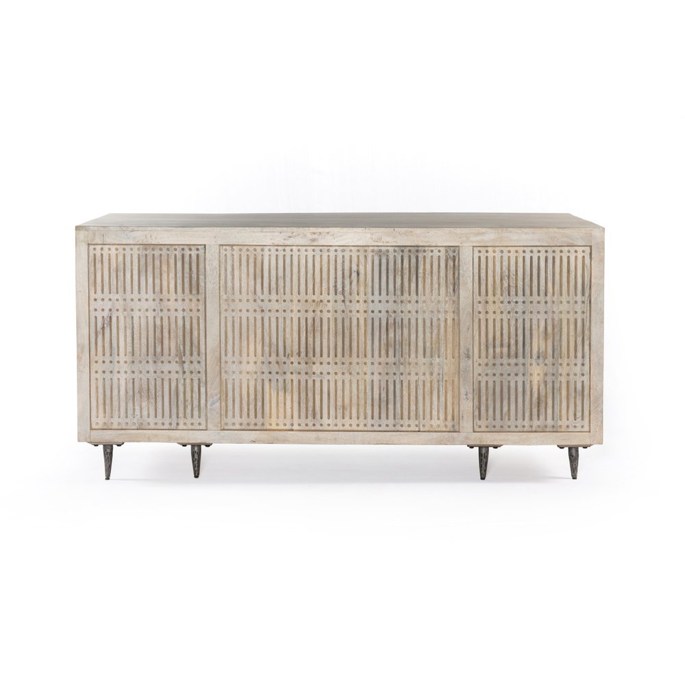 64" Ivory and Silver Solid Wood Executive Desk With Five Drawers HomeRoots