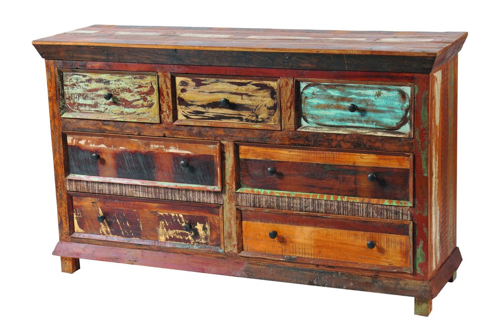 60" Brown Solid Wood Seven Drawer Triple Dresser HomeRoots