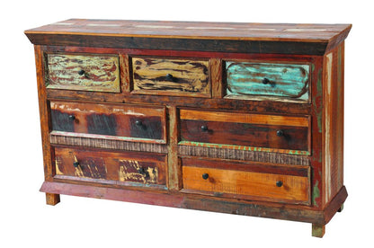 60" Brown Solid Wood Seven Drawer Triple Dresser HomeRoots