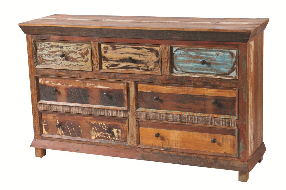 60" Brown Solid Wood Seven Drawer Triple Dresser HomeRoots